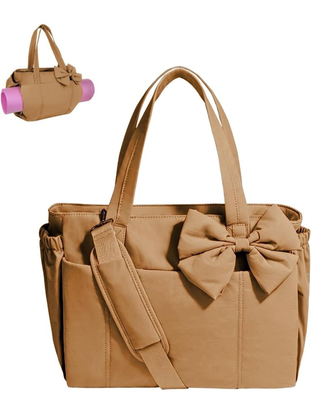 Women Brown Crossbody Tote Bag Pockets Laptop Work Shoulder Bag